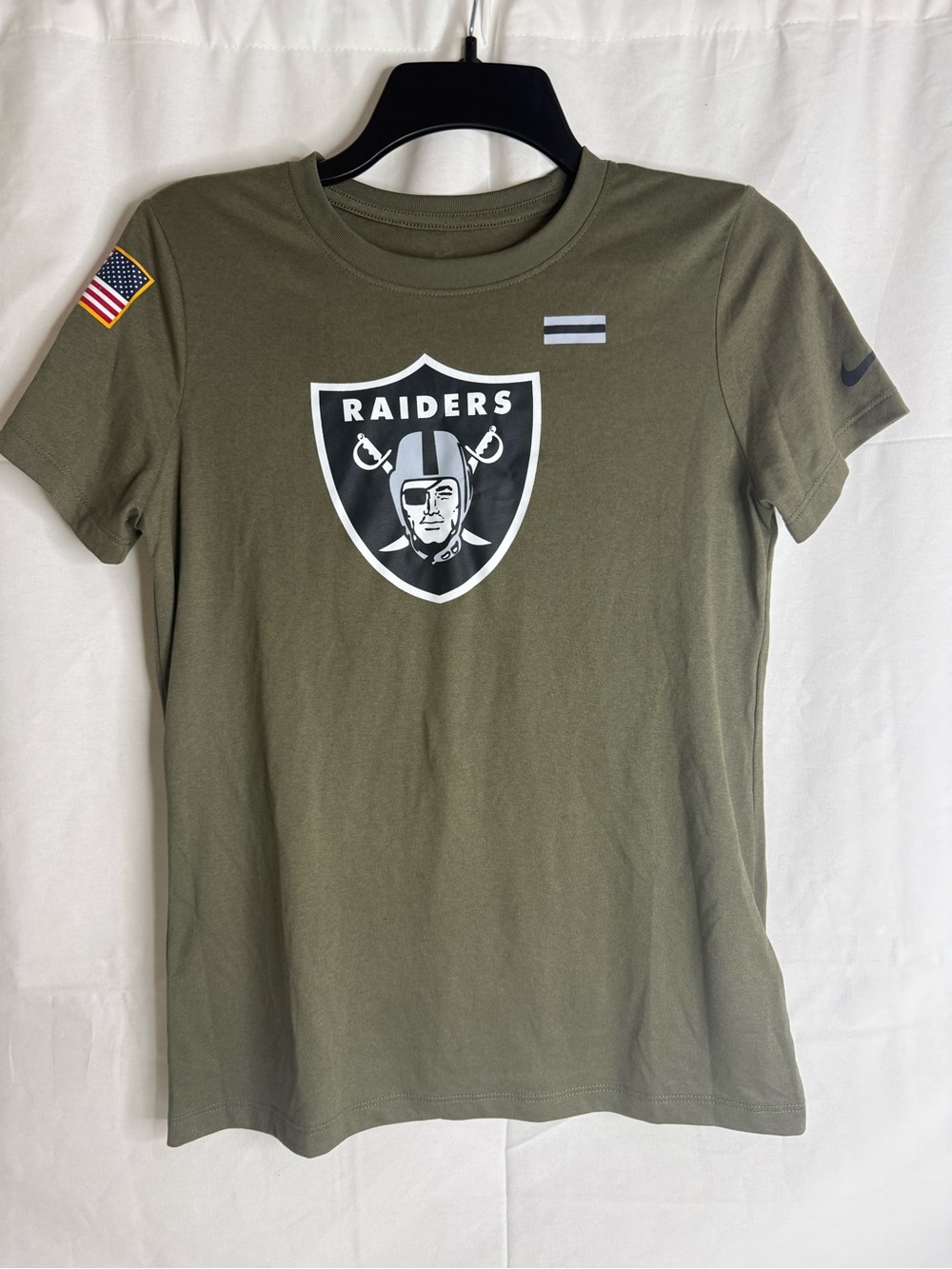 Nike womens Raiders Olive Green Short Sleeve Tee